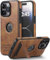 BinBoom Leather Case for iPhone 13 Pro Max Case, Thin Flexible Soft Grip Luxury Cover, Protective Slim with Kickstand Shockproof Phone Cases Compatible with iPhone 13 Pro Max, Brown