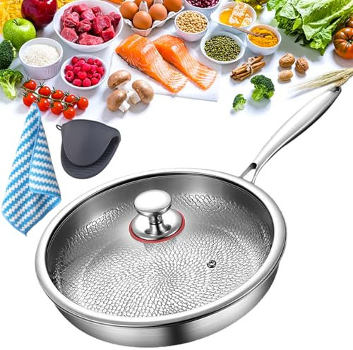 Siraat - Padella in titanio puro Taima, per cucinare, antiaderente senza rivestimento, adatta per piani cottura a induzione, tutti i fornelli, lavabile in lavastoviglie (con coperchio, XL (30 cm)