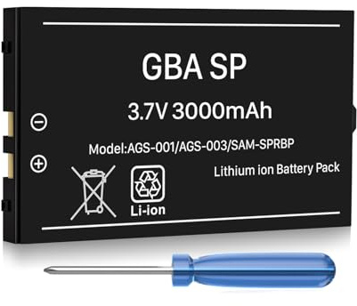 3000 mAh Akku für Gameboy Advance SP, wiederaufladbarer Akku, hohe Kapazität, verbesserte für Nintendo GBA SP AGS-001, SAM-003, Sam-SPRBP Konsole