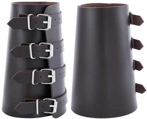 CALFOVERA 2 Stück PU Leder Wikingerhandschuh Armband Mittelalter Armschienen Armschützer Rüstung Manschette Renaissance Armschienen Mit Schnalle Für Männer Frauen Ritter LARP Cosplay Kostüm Halloween