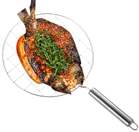 Steel Wire Rotisserie - 19cm | Baking & BBQ Rack, Stainless Steel Cooler, /Roti Grill with Wooden Handle, for Beef, Chicken, Lamb and Other Handle