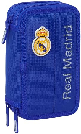 safta Real Madrid Schulmäppchen mit 37 Utensilien, Kindermäppchen, ideal für Kinder von 5 bis 14 Jahren, bequem und vielseitig, Qualität und Widerstandsfähigkeit, 12,5 x 5,5 x 19,5 cm