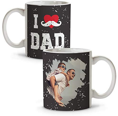 LolaPix Tasse avec Photo Personnalisé. Cadeau Fete des Peres. Tasse Personnalisée avec Intérieur Couleur. Tasse Papa en Céramique. Happy Dad