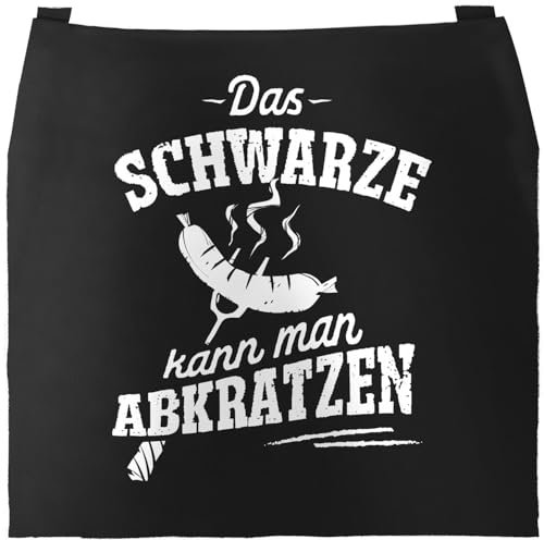 MoonWorks® Grill-Schürze für Männer mit Spruch Das Schwarze kann man abkratzen Spruch lustig Grillen Baumwoll-Schürze Küchenschürze schwarz unisize