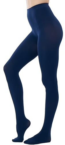 HeyUU Ladies Collants semi-opaques colorés 80 DEN Collants de soutien en microfibre(Bleu foncé,L-XL)