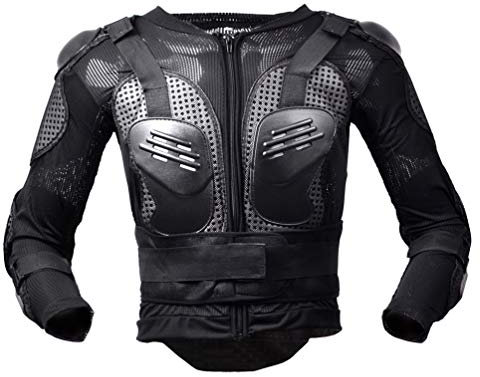 LucaSng Motorrad Rüstungs Radfahren Schutz Jacke Motocross Protektorenjacke mit Rückenprotektor Ganzkörper-Rüstung, Schutzausrüstung Berg Reiten Skaten Snowboarden Brustpanzer (Schwarz, S)