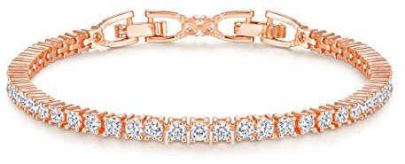 Lisandra Scott Funkelndes Shiny Tennis Armband mit glänzenden Steinchen I Tennisarmband Schmuck für Damen, Frauen und Mädchen mit Steinen I Damenarmband in echter Juweliersqualität (Rosegold)