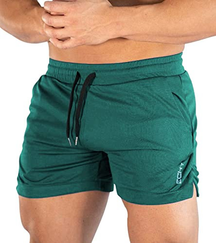 Superora Mens Running Gym Sport Shorts Breathable Outdoor Workout Training Shorts with Pockets Green