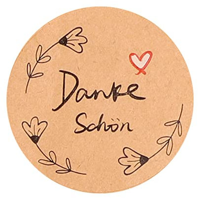 90 Stück Danke Aufkleber, 4 cm Aufkleber Dankeschön Vielen Danke Etiketten Selbstklebend Dankeschön Sticker Kraftpapier Aufkleber Danke Hochzeitssticker