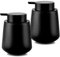 MIUSITE 2 Stücke Seifenspender Schwarz Matt, 350ml Modern Seifenspender Keramik mit groß Pumpenkopf, Rostfrei Seifenspender mit Etiketten für küche,Bad Und Dusche