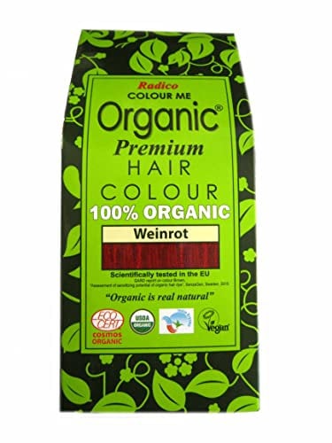 Radico Colour Me - Tinte orgánico para el cabello, orgánico y vegano, cosmética natural certificada, 100 % natural, brillo saludable, rojo vino, 2 paquetes de 100 g = 200 g