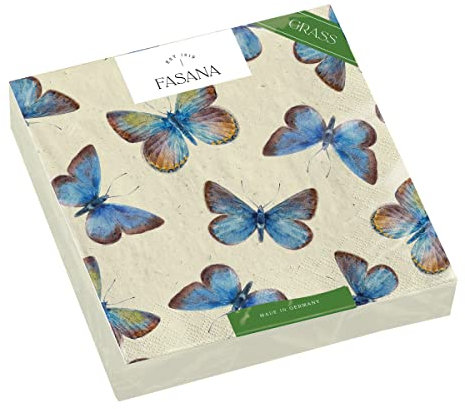 20 kleine Cocktail-Servietten aus nachhaltiger Produktion Kleine Schmetterlinge blau-braun | Tiere | Frühling | Sommer Tischdeko | Decoupage | Serviettentechnik 24x24cm