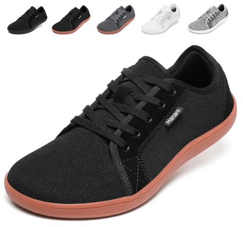 Barfußschuhe Herren Damen Barfussschuhe Weit Zehenschuhe Zero-Drop Sohle Minimalistische Traillaufschuhe Walkingschuhe Fitnessschuhe Laufschuhe Breiter Casual Sneaker Unisex Schwarz Gelb EU43