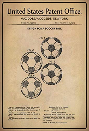 Ontrada Cartel de madera de 30 x 40 cm, diseño de balón de fútbol 1964