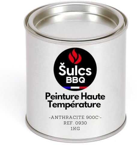 Pot De Peinture Haute Température 900°c Professionnelle GRIS ANTHRACITE 1Kg Ref. 0930 Haut Pouvoir Couvrant Barbecue Braséro Four Poêle à bois Insert Cheminée Auto Moto Radiateur ŠULCS BBQ®