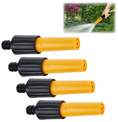 4 PCS Hose Nozzles, Hose Pipe Nozzle End, Garden Hose Nozzles & Spray Adjustable Head Garden Hose to Adjust The Water Flow for Watering Plants Car Washing Shower Pet (Yellow)