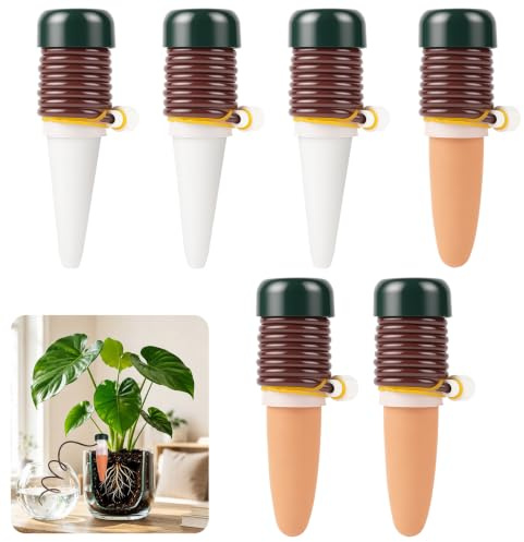 AUAUY 6Pcs Watering Stakes Automatic System, Plant Watering Devices | Plant Self Drip Irrigation Slow Release for Indoor or Outdoor Houseplants, Stakes for Everyday Home or Vacation Use