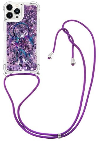 GoodcAcy Kompatibel mit iPhone 6s/6 Plus Hülle mit Band,Handyhülle Glitzer mit Kette TPU Slim Bumper Kratzfest Transparent Stoßfest Schutzhülle mit Kordel,Windspiel