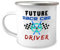 Tasse mit Campermotiv, 340 ml, inspirierender Spruch Future Car Driving, Rennfahrer, Rennfahrer, Autos, Liebhaber, Neuheit, Rennfahrer, Drifts, Hobby, Auto, Herren, Damen, Kinder, Sohn