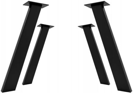 LogistSystem Lot de 4 pieds de table en métal - Hauteur : 90 cm - 8 x 4 cm - Structure noir mat - Table à manger, bureau, table de cuisine, cadre de table, patins de table - Idéal pour les projets de