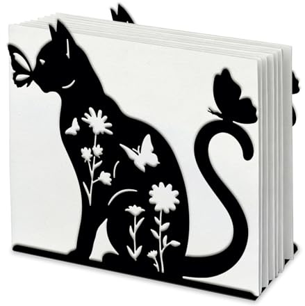 SUPERDANT Serviettenhalter Mit Katzen Und Schmetterlingsmotiv Für Tische Serviettenhalter Aus Eisen Mit Tiermotiv Serviettenhalter Mit Durchbrochenem Design Serviettenständer Mit Blumen Küche Dekor