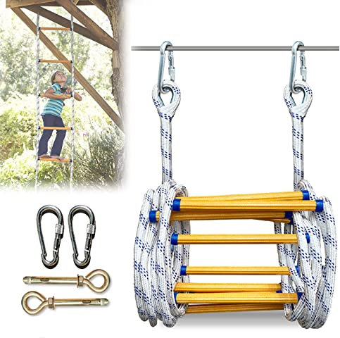 BLYXINVORA 26FT/8M Rope Ladder Fire Escape for Homes 3rd Floor - Portable, Foldable & Compact Emergency Ladder for Balcony & - Suitable for Fire Escapes