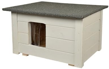 WOODOK Maison pour Chat extérieur isolée - 54x39x34 cm (Cendres, 59P x 49l x 34H centimètres)