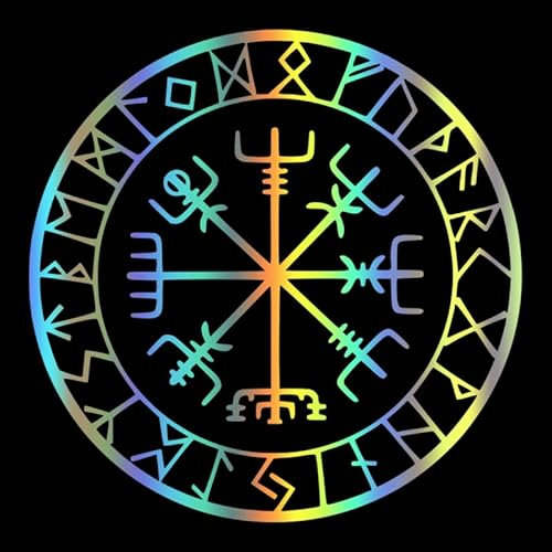 30635 Wikinger-Schutzrunen, Vegvisir-Kompass, Meval-Autoaufkleber, reflektierender Aufkleber, wasserfester Aufkleber für die hintere Stoßstange (5)