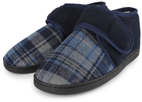 riemot Pantofole da uomo, comode, con suola in memory foam, con gancio regolabile, con adesivo, calde, traspiranti, per interni ed esterni, da uomo (UK7-12)