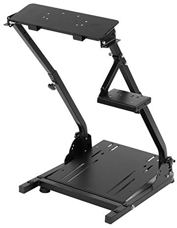 lyrlody Racing Steering Wheel Stand, Iron Gaming Steering Wheel Support with Adjustable Height and Pedal Angle Foldable Design Rubber Feet for Home Simulator Players for