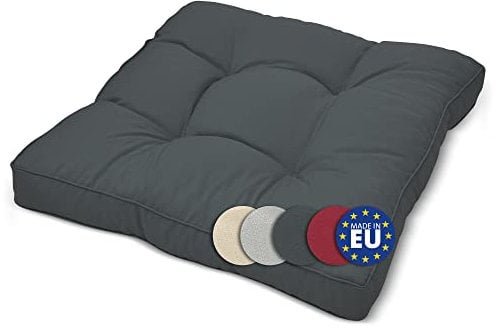 Beautissu Lounge Kissen Outdoor 40x40 cm Grau – Bequemes Sitzkissen Gartenstuhl 10 cm dick Sitzpolster Auflagen für Rattanmöbel Gartenmöbel Polster für Stühle Sessel Stuhlauflage Indoor – xLuna