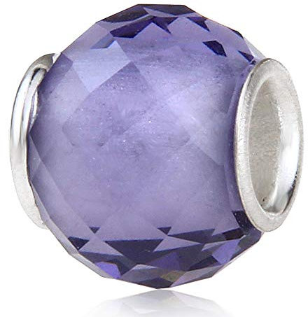 Abalorio de plata de ley 925 con cristal de Murano y piedra de nacimiento, dije de aniversario para pulsera Pandora, Vidrio Plata de ley Plata, Glass