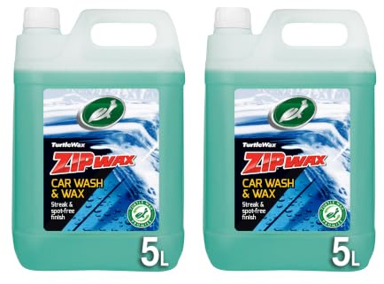 Turtle Wax Zip Car Shampoo 5L x 2 - Dissolves Tough Stains & Soils with Streak Free Rinsing - Concentrated Wash & Carnauba Wax for a Showroom Shine
