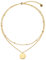 LEGITTA Damen Layered Zweireihige Kette mit Runder Plättchen Anhänger in Gold Zarte Kreis Mehrreihige Edelstahl Halskette aus Titan nickelfrei