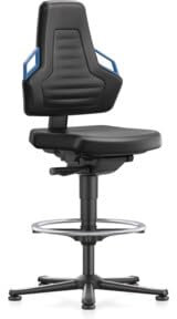 Interstuhl Arbeitsdrehstuhl Nexxit Gleiter+Fußring Kunstleder schwarz Griff blau 570-820mm