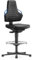 Arbeitsdrehstuhl Nexxit Bodengleiter+Fußring Kunstlederpolster schwarz Grifffarbe blau 570-820 mm BIMOS