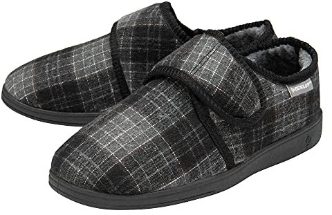 Dunlop Mens Touch Fastening Full Slipper - Black/Grey - UK 11