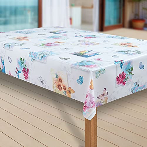 laro Wachstuch-Tischdecke Abwaschbar Garten-Tischdecke Wachstischdecke PVC Plastik-Tischdecken Eckig Meterware Wasserabweisend Abwischbar |70|, Muster:Schmetterling Farfalle, Größe:80x80 cm