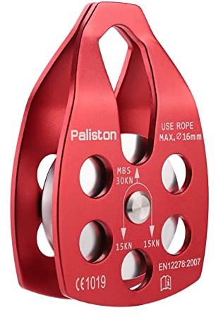 Paliston 30kN Climbing Pulley with Ball Bearing for Rock Climbing Arborist Red