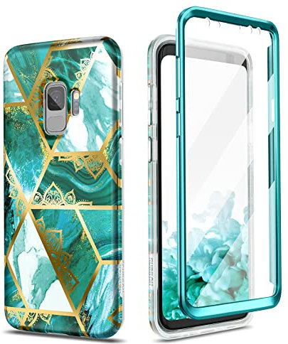 SURITCH Kompatibel mit Samsung Galaxy S9 Hülle Silikon Komplettschutz Handyhülle 360 Grad Hüllen mit Integriertem Displayschutz Schutzhülle für Samsung Galaxy S9 (Grünes)