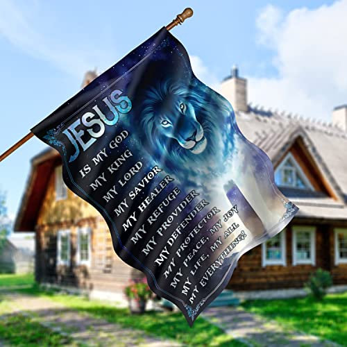 Flagge Löwe Jesus Ist Mein Gott, Mein König, Mein Herr, Mein Retter, Mein Heiler Yard Sign Fahne Yard-Flaggen Für Yard Lawn Porch Indoor 70x100cm