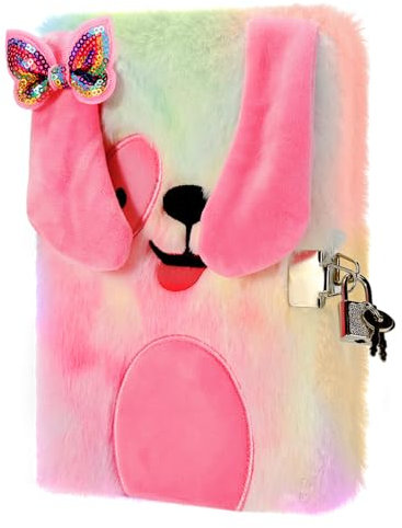 PESLNG Journal Intime Fille avec Cadenas | Carnet Secret, Cadeau Fille | Encourage l'Écriture, Parfait pour l'École et les Occasions Spéciales (Chiens aux longues oreilles, Multicolore)