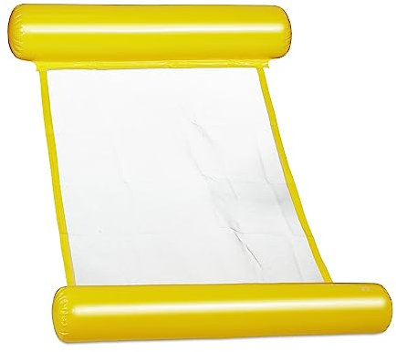Relaxdays Schwimmhängematte, Pool Luftmatratze mit Netz, 100 kg, für Erwachsene, aufblasbare Wasserhängematte, gelb