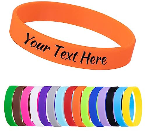 Armbänder, Silikon, personalisierbar, 1, 10, 30, 50 Karat, Gravur, für Events, Unterstützung, Hochzeit, Motivation, Bewusstsein, orange
