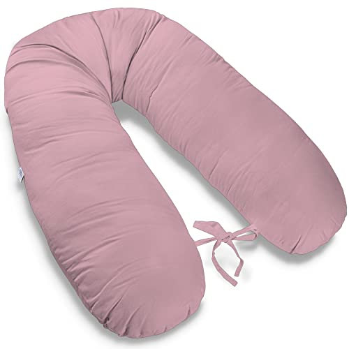 170cm Groß XXL Stillkissen Schwangerschaftskissen Lagerungskissen Seitenschläferkissen mit abnehmbarem Bezug ekmTRADE (35 – Rosa, Kissen + Bezug)