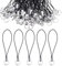 100PCS Phone Charm Loop String Split Ring Strap Mobile Lariat Lanyard Sliver Tone Split Ring Cellphone Strap Charm Cords For Cellphone Usb Drive Keychain Diy