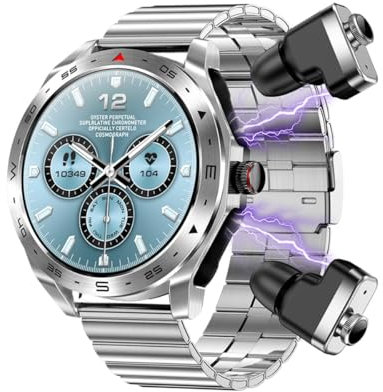 Zephyrion Montres intelligentes 2 - en - 1 TWS Bluetooth Écouteurs cardiofréquencemètre Fitness Tracker 100 + Modes Sportifs 1,52 smartwatch pour Hommes et Femmes (Argent A)