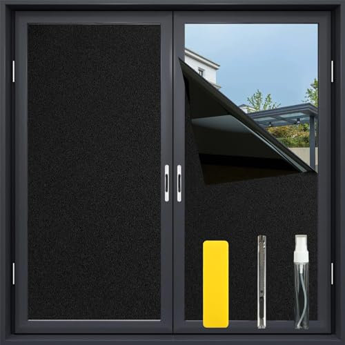 wordmouk Vinilo Opaco Negro para Cristales Vinilos Cristal Privacidad Sin Pegamento Electrostaticos Reutilizable Autoadhesivo Película para Ventanas Anti UV Sol para Hogar Baño Dormitorio 40 * 200cm