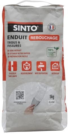 SINTO Sintobois – Recubrimiento de polvo – Bolsa Doypack – Madera, yeso, cemento, ladrillo, sin olor, secado rápido, excelente adherencia, interior exterior, técnica profesional – 5 kg