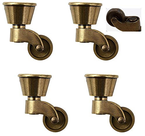 Transportrollen Lenkrollen Set mit 4 Lenkrollen,Vintage-Nylon-Möbelrolle,geölte Bronze,leise,verschleißfest,um 360 ° drehbar,mit runder Schale,für Sofa,Stuhl,Couchtisch,Retro-Möbel